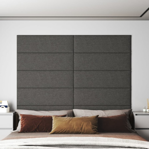 Panneaux muraux 12 pcs gris foncé 90x30 cm tissu 3,24 m²