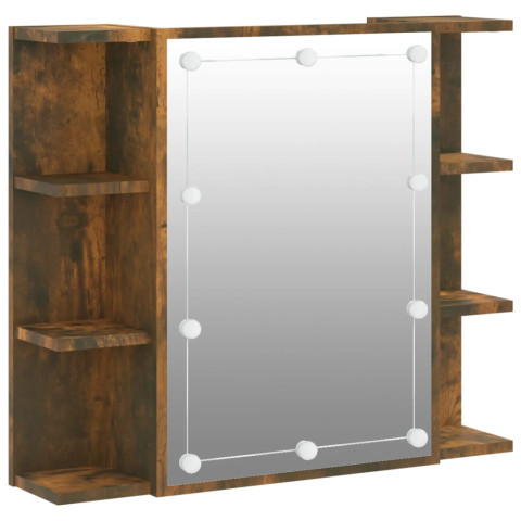 Armoire à miroir avec led 70 x 16,5 x 60 cm marron helloshop26 02_0006661