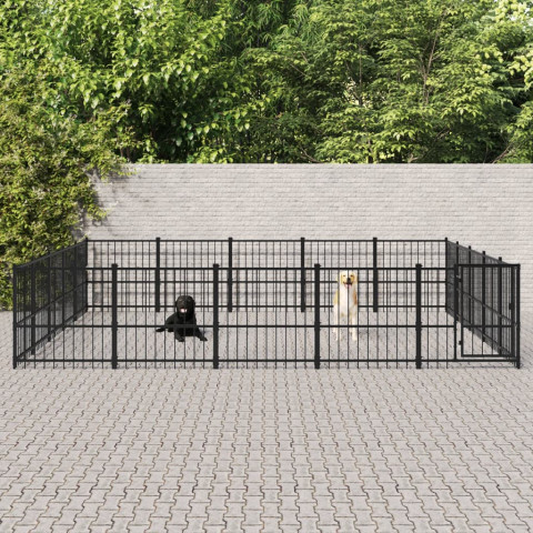 Chenil d'extérieur pour chiens acier 23,52 m²