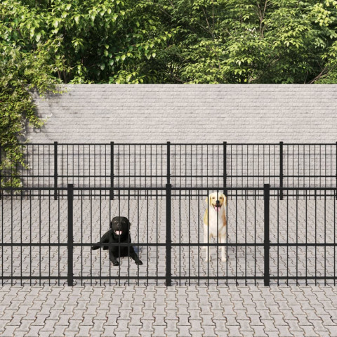 Chenil d'extérieur pour chiens acier 50,81 m²