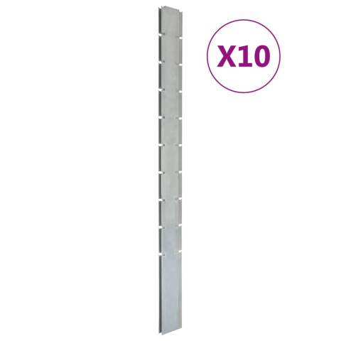 Poteaux de clôture 10 pcs argenté 240 cm acier galvanisé