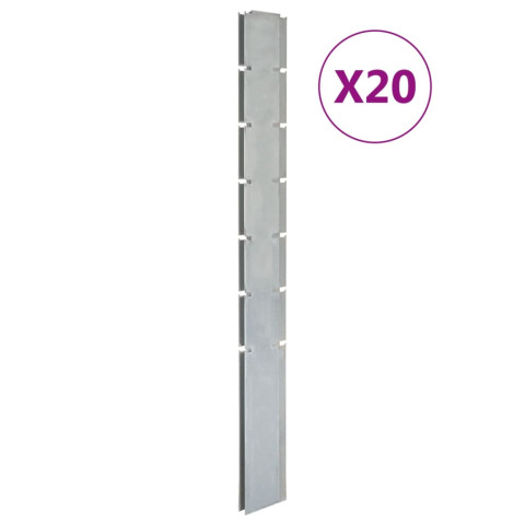 Poteaux de clôture 20 pcs argenté 180 cm acier galvanisé