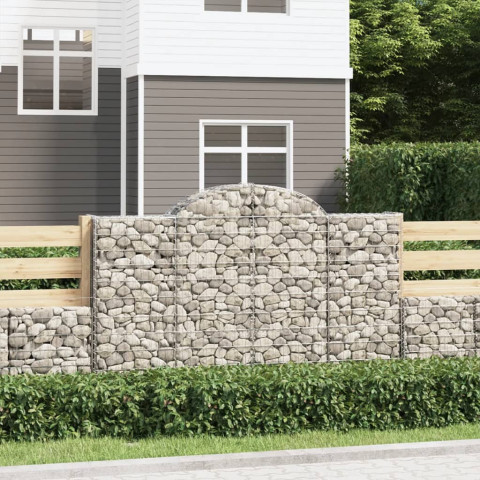 Paniers à gabions arqués 2 pcs 200x30x120/140 cm fer galvanisé