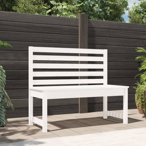 Banc de jardin blanc 109 cm bois massif de pin