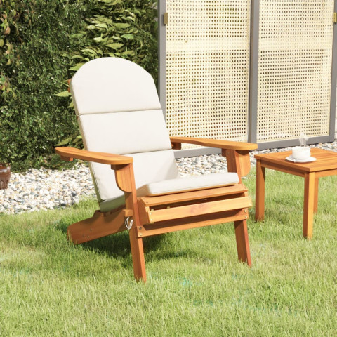 Chaise de jardin adirondack avec coussins bois massif d'acacia