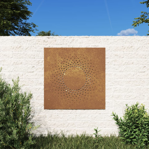 Décoration murale jardin 55x55 cm acier corten design du soleil