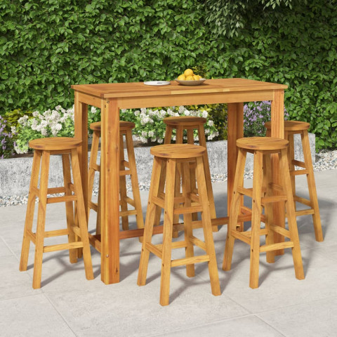 Ensemble de salle à manger de jardin 7 pcs bois d'acacia solide