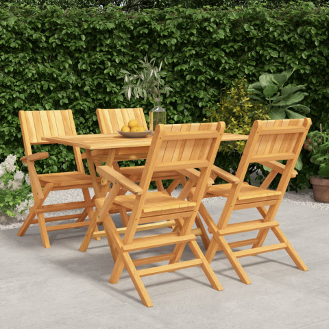 Ensemble à dîner de jardin 5 pcs bois de teck massif