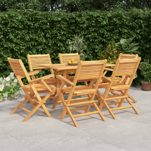 Ensemble à dîner de jardin 7 pcs bois de teck solide