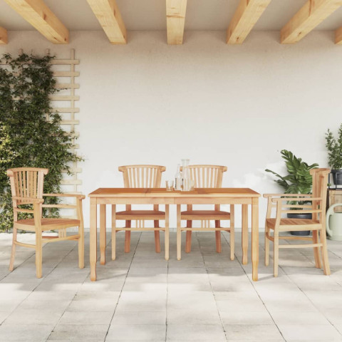 Ensemble à dîner de jardin 5 pcs bois de teck massif