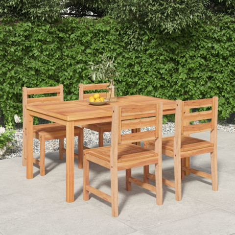 Ensemble à dîner de jardin 5 pcs bois de teck massif