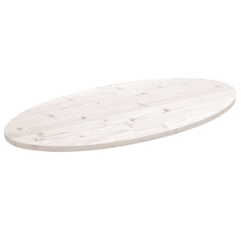 Dessus de table blanc 100x50x2,5 cm bois de pin massif ovale