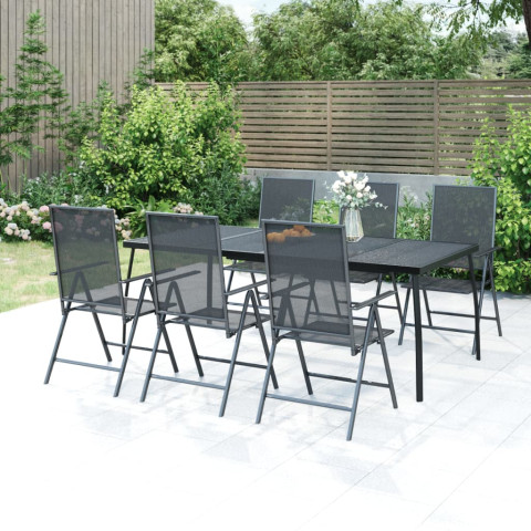 Ensemble de salle à manger de jardin 7 pcs anthracite acier