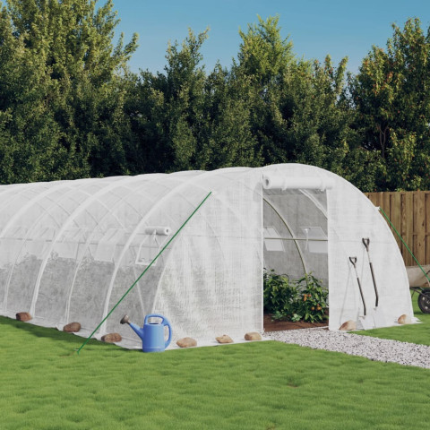 Serre avec cadre en acier blanc 32 m² 8x4x2 m