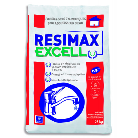 Pastilles de sel pour adoucisseur d eau RESIMAX EXCELL - le sac de 25 kg