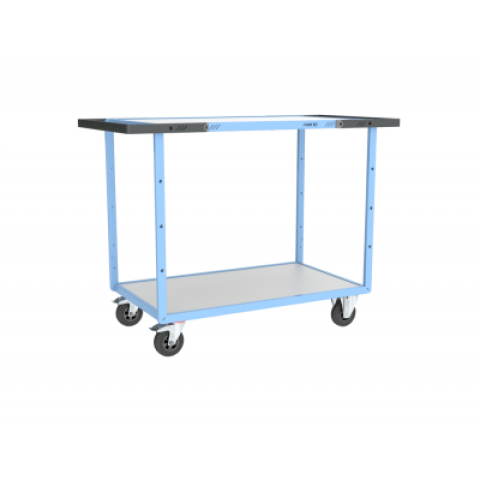 Servante mécano-soudée double poignées 2 plateaux mélaminé 850 x 500 mm roues CC - 880701511