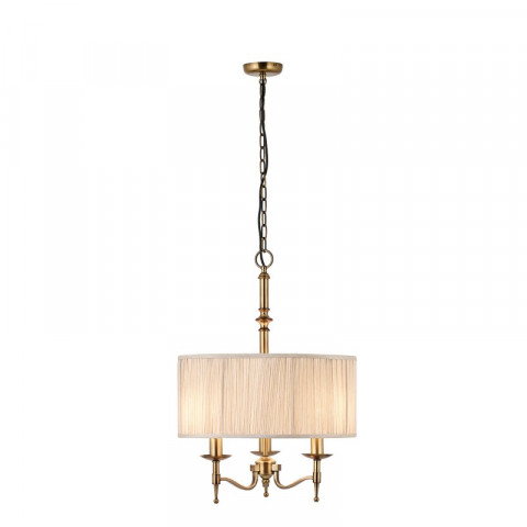 Suspension stanford, laiton antique, abat-jour beige