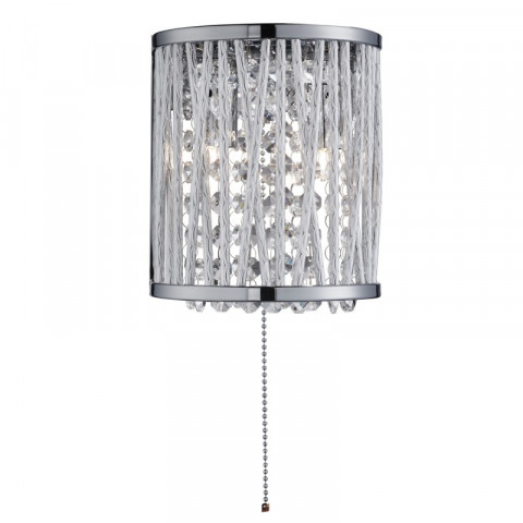 Applique 2 ampoules elise, en chrome, aluminium et cristal