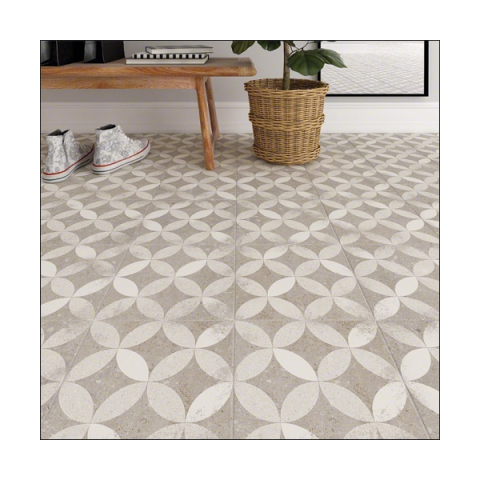 kerala gris nassau carrelage aspect carreaux de ciment motif rosace 20 x 20 cm distriartisan
