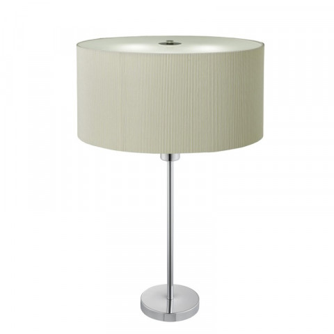 Lampe drum pleat, en chrome et verre, abat-jour crème