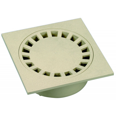 Siphon de cour - Dimensions : 150x150 - couleur : Gris clair - Sorties Ø 40-50-125