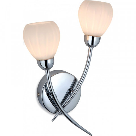 Applique 2 ampoules rena, chrome et verre opale