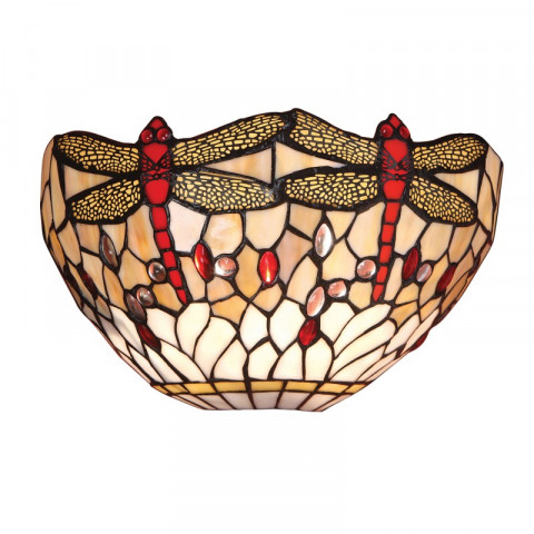 Applique dragonfly beige, verre et métal
