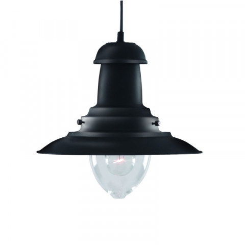 Suspension 1 ampoule fisherman, en verre, noir