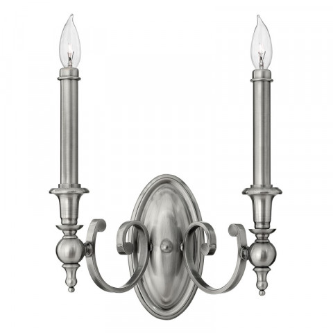 Applique yorktown, nickel brossé, 2 ampoules