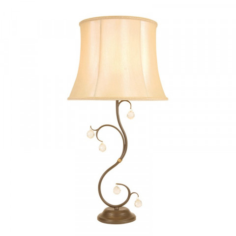 Lampe lunetta, bronze et cristal, avec abat-jour