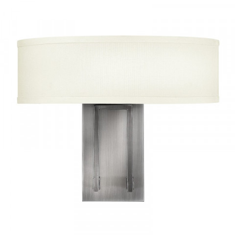 Applique hampton, nickel antique et acrylique, abat-jour blanc cassé, 2 ampoules