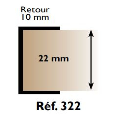 Profil chant 'u' 322 prunier - 22 mm x 2.60 m - blanc - ribp322