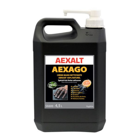 Crème nettoyante à action microbrossante à base d'essences naturelles d'orange 4,5 l - aexago