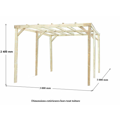 Carport habrita autoclavé sans couverture 15 m2