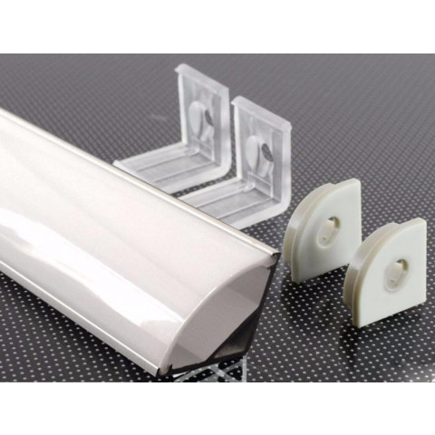 Profilé angulaire aluminium 2m couvercle blanc opaque
