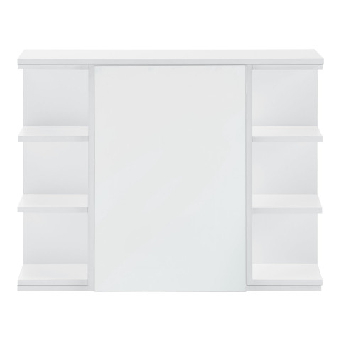 Placard mural design meuble de rangement à suspendre meuble de salle de bain porte avec miroir étagères réglables panneau de particules mélaminé 64 x 80 x 20 cm blanc 