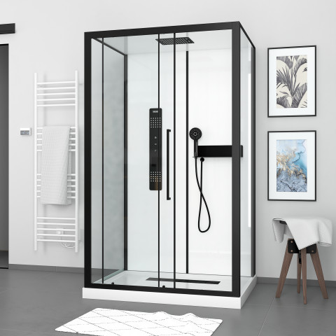 Cabine de douche 115x90x210 cm avec receveur + bonde 90mm + grille linéaire - factory 2