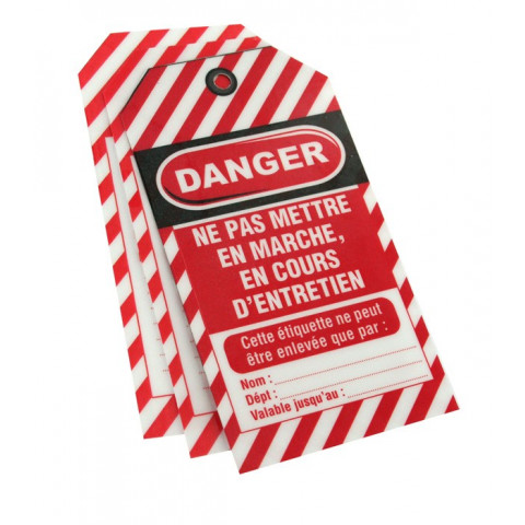 Lot de 10 étiquettes de consignation thirard danger : ne pas mettre en marche - 091133