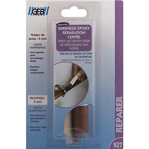 Seringue époxy réparation cuivre 28g/blister