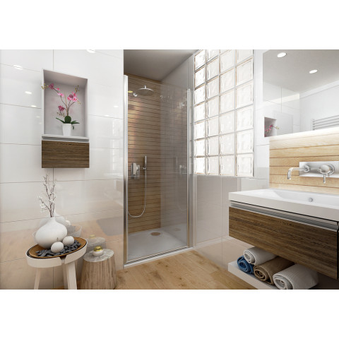 Porte pivotante en niche ancosmart, verre sécurit transparent 6mm - Dimensions au choix