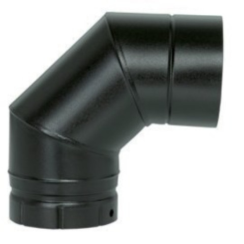 Coude emaille segment 90 degres noir mat 140