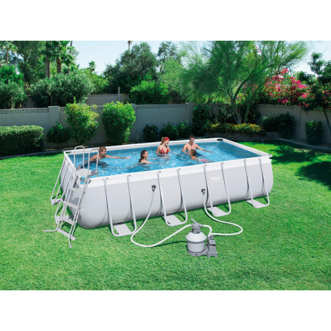 Piscine rectangulaire power steel frame pools avec filtre à sable (sable non inclus) + échelle + tapis de sol + bâche - bestway - 549 x 274 x 122cm