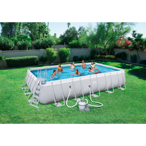 Piscine rectangulaire power steel frame pools avec filtre à sable (sable non inclus) + échelle + tapis de sol + bâche - bestway – 671 x 366 x 132cm