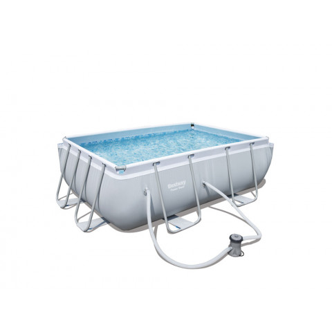 Piscine rectangulaire power steel frame pools + pompe de filtration à cartouche - bestway - 2.82m x 1.96m x 84cm