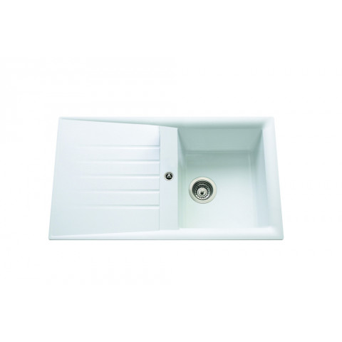 Evier anco capitole blanc à encastrer, 1 cuve / 1 égouttoir, 860x500 mm
