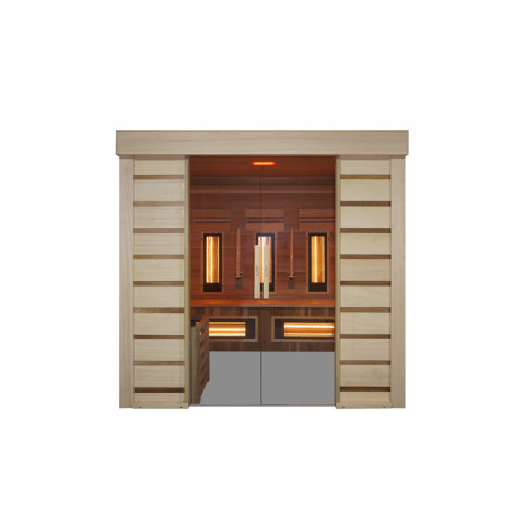 Sauna prestige infrarouge + vapeur hybrid combi access - holl's - 4 places + zone libre de ý150cm
