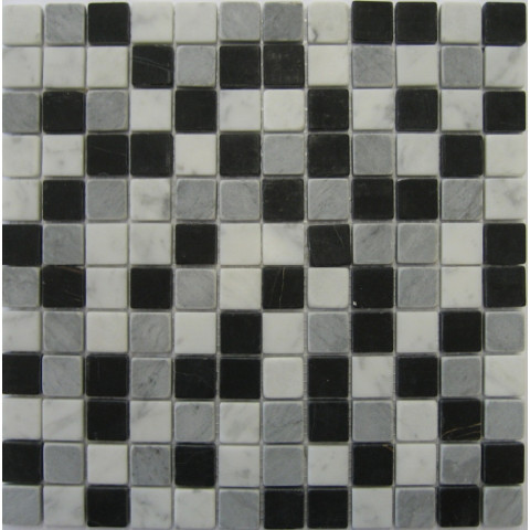 Mosaïque pierre naturelle orvieto - 30x30x0.7cm - black/grey/white