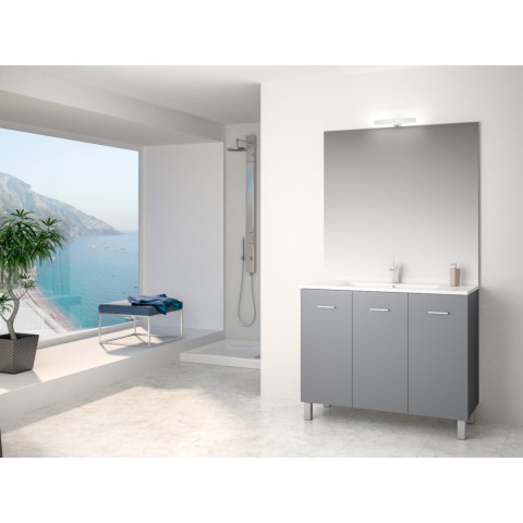 Ensemble meuble ancoflash 3 portes sur pied - anconetti - 100cm - anthracite