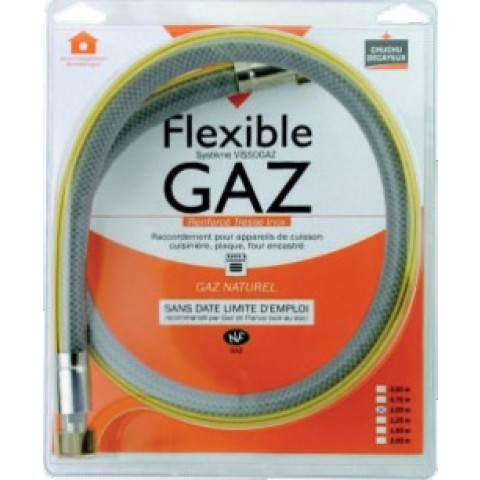 Flexible gaz inox nf à vie gn ff 15x21 - Longueur au choix