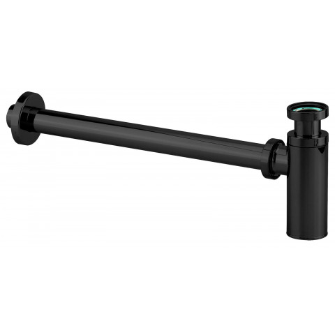 Siphon chromé noir pour vasque et lavabo ø 32 - laiton massif chromé noir